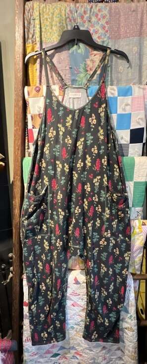 Natural Life Pants - Natural Life Floral Print Washed Terry Jumpsuit L
